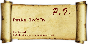 Petke Irén névjegykártya
